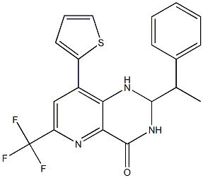 2-(1-phenylethyl)-8-thiophen-2-yl-6-(trifluoromethyl)-2,3-dihydro-1H-pyrido[3,2-d]pyrimidin-4-one Struktur