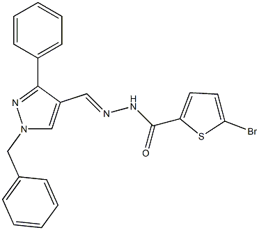 N-[(E)-(1-benzyl-3-phenylpyrazol-4-yl)methylideneamino]-5-bromothiophene-2-carboxamide Structure