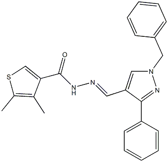 N-[(E)-(1-benzyl-3-phenylpyrazol-4-yl)methylideneamino]-4,5-dimethylthiophene-3-carboxamide Structure