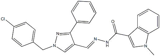 N-[(E)-[1-[(4-chlorophenyl)methyl]-3-phenylpyrazol-4-yl]methylideneamino]-1-methylindole-3-carboxamide Structure