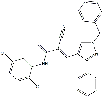 (E)-3-(1-benzyl-3-phenylpyrazol-4-yl)-2-cyano-N-(2,5-dichlorophenyl)prop-2-enamide Struktur