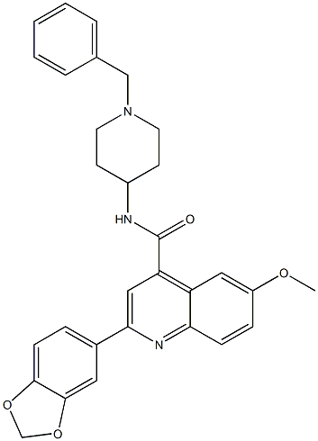 2-(1,3-benzodioxol-5-yl)-N-(1-benzylpiperidin-4-yl)-6-methoxyquinoline-4-carboxamide Structure