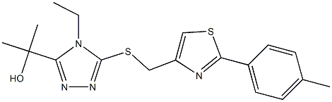 2-[4-ethyl-5-[[2-(4-methylphenyl)-1,3-thiazol-4-yl]methylsulfanyl]-1,2,4-triazol-3-yl]propan-2-ol 化学構造式