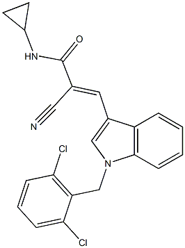 (E)-2-cyano-N-cyclopropyl-3-[1-[(2,6-dichlorophenyl)methyl]indol-3-yl]prop-2-enamide 化学構造式