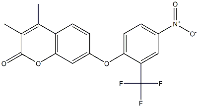 3,4-dimethyl-7-[4-nitro-2-(trifluoromethyl)phenoxy]chromen-2-one Structure