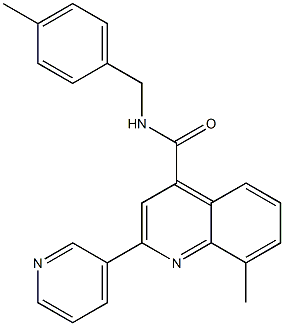 8-methyl-N-[(4-methylphenyl)methyl]-2-pyridin-3-ylquinoline-4-carboxamide 化学構造式