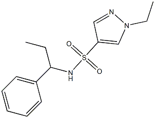 1-ethyl-N-(1-phenylpropyl)pyrazole-4-sulfonamide,,结构式
