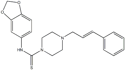 N-(1,3-benzodioxol-5-yl)-4-[(E)-3-phenylprop-2-enyl]piperazine-1-carbothioamide 结构式