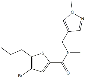 4-bromo-N-methyl-N-[(1-methylpyrazol-4-yl)methyl]-5-propylthiophene-2-carboxamide Structure