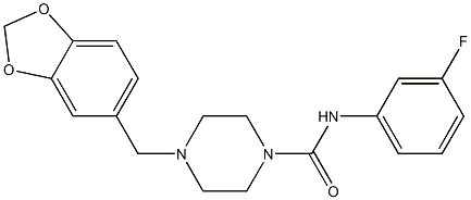 4-(1,3-benzodioxol-5-ylmethyl)-N-(3-fluorophenyl)piperazine-1-carboxamide Structure