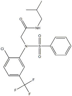 2-[N-(benzenesulfonyl)-2-chloro-5-(trifluoromethyl)anilino]-N-(2-methylpropyl)acetamide Structure