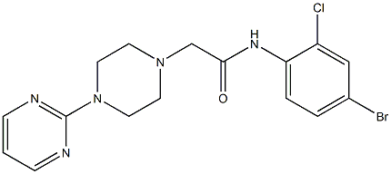 N-(4-bromo-2-chlorophenyl)-2-(4-pyrimidin-2-ylpiperazin-1-yl)acetamide 结构式