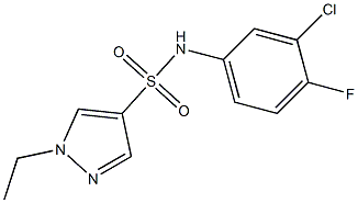 N-(3-chloro-4-fluorophenyl)-1-ethylpyrazole-4-sulfonamide Structure