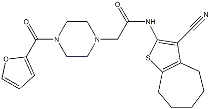 N-(3-cyano-5,6,7,8-tetrahydro-4H-cyclohepta[b]thiophen-2-yl)-2-[4-(furan-2-carbonyl)piperazin-1-yl]acetamide Structure