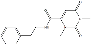 1,3-dimethyl-2,6-dioxo-N-(2-phenylethyl)pyrimidine-4-carboxamide 化学構造式