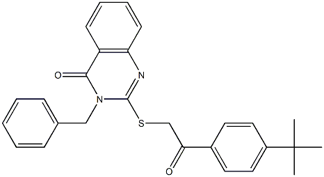 3-benzyl-2-[2-(4-tert-butylphenyl)-2-oxoethyl]sulfanylquinazolin-4-one Struktur