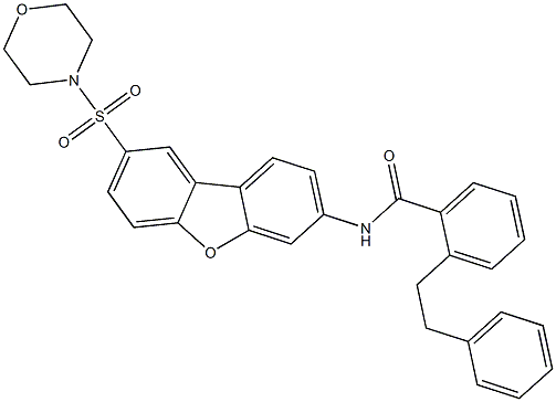 N-(8-morpholin-4-ylsulfonyldibenzofuran-3-yl)-2-(2-phenylethyl)benzamide Struktur