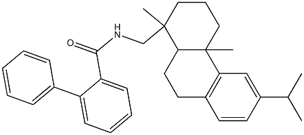 N-[(1,4a-dimethyl-6-propan-2-yl-2,3,4,9,10,10a-hexahydrophenanthren-1-yl)methyl]-2-phenylbenzamide Struktur