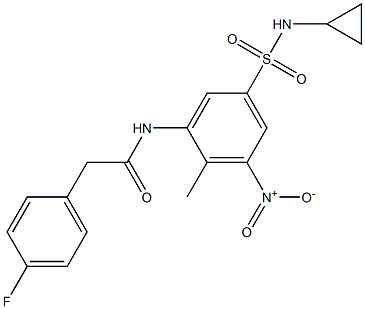 N-[5-(cyclopropylsulfamoyl)-2-methyl-3-nitrophenyl]-2-(4-fluorophenyl)acetamide Struktur