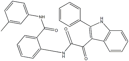 N-(3-methylphenyl)-2-[[2-oxo-2-(2-phenyl-1H-indol-3-yl)acetyl]amino]benzamide 化学構造式