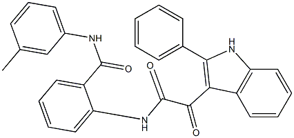 N-(3-methylphenyl)-2-[[2-oxo-2-(2-phenyl-1H-indol-3-yl)acetyl]amino]benzamide,,结构式