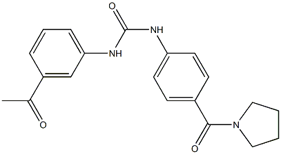 1-(3-acetylphenyl)-3-[4-(pyrrolidine-1-carbonyl)phenyl]urea 化学構造式