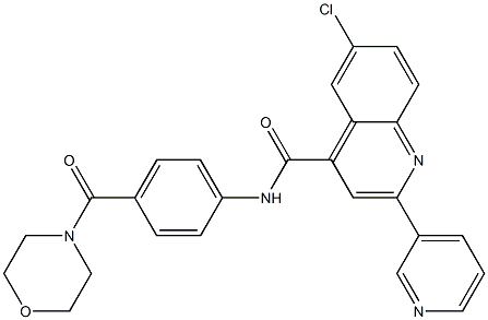 6-chloro-N-[4-(morpholine-4-carbonyl)phenyl]-2-pyridin-3-ylquinoline-4-carboxamide 化学構造式