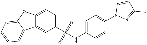 N-[4-(3-methylpyrazol-1-yl)phenyl]dibenzofuran-2-sulfonamide Struktur