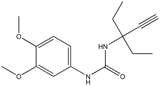 1-(3,4-dimethoxyphenyl)-3-(3-ethylpent-1-yn-3-yl)urea Struktur