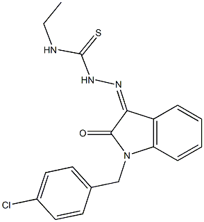 1-[(Z)-[1-[(4-chlorophenyl)methyl]-2-oxoindol-3-ylidene]amino]-3-ethylthiourea Structure