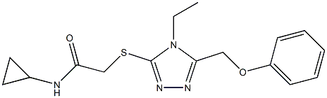 N-cyclopropyl-2-[[4-ethyl-5-(phenoxymethyl)-1,2,4-triazol-3-yl]sulfanyl]acetamide 化学構造式