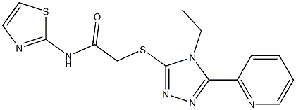 2-[(4-ethyl-5-pyridin-2-yl-1,2,4-triazol-3-yl)sulfanyl]-N-(1,3-thiazol-2-yl)acetamide 化学構造式