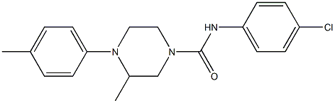 N-(4-chlorophenyl)-3-methyl-4-(4-methylphenyl)piperazine-1-carboxamide,,结构式