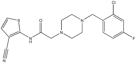 2-[4-[(2-chloro-4-fluorophenyl)methyl]piperazin-1-yl]-N-(3-cyanothiophen-2-yl)acetamide Structure