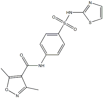 3,5-dimethyl-N-[4-(1,3-thiazol-2-ylsulfamoyl)phenyl]-1,2-oxazole-4-carboxamide 化学構造式