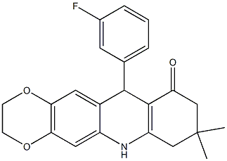 11-(3-fluorophenyl)-8,8-dimethyl-2,3,6,7,9,11-hexahydro-[1,4]benzodioxino[6,7-b]quinolin-10-one 化学構造式