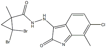 2,2-dibromo-N'-(6-chloro-7-methyl-2-oxoindol-3-yl)-1-methylcyclopropane-1-carbohydrazide 化学構造式
