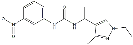 1-[1-(1-ethyl-3-methylpyrazol-4-yl)ethyl]-3-(3-nitrophenyl)urea 化学構造式