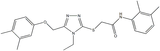 2-[[5-[(3,4-dimethylphenoxy)methyl]-4-ethyl-1,2,4-triazol-3-yl]sulfanyl]-N-(2,3-dimethylphenyl)acetamide 化学構造式