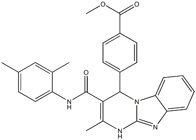 methyl 4-[3-[(2,4-dimethylphenyl)carbamoyl]-2-methyl-1,4-dihydropyrimido[1,2-a]benzimidazol-4-yl]benzoate Struktur