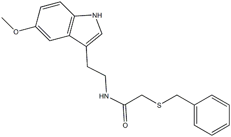 2-benzylsulfanyl-N-[2-(5-methoxy-1H-indol-3-yl)ethyl]acetamide 化学構造式