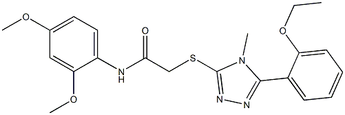 N-(2,4-dimethoxyphenyl)-2-[[5-(2-ethoxyphenyl)-4-methyl-1,2,4-triazol-3-yl]sulfanyl]acetamide 化学構造式
