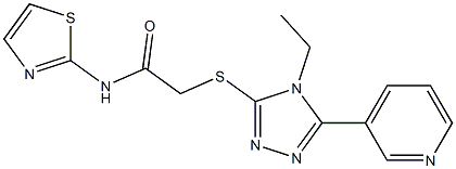 2-[(4-ethyl-5-pyridin-3-yl-1,2,4-triazol-3-yl)sulfanyl]-N-(1,3-thiazol-2-yl)acetamide Structure