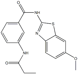 N-(6-methoxy-1,3-benzothiazol-2-yl)-3-(propanoylamino)benzamide 结构式