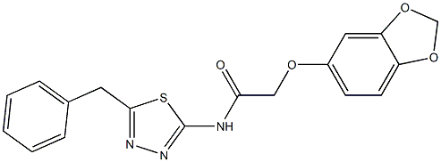 2-(1,3-benzodioxol-5-yloxy)-N-(5-benzyl-1,3,4-thiadiazol-2-yl)acetamide 化学構造式