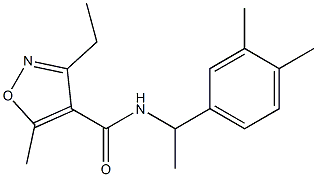 N-[1-(3,4-dimethylphenyl)ethyl]-3-ethyl-5-methyl-1,2-oxazole-4-carboxamide 化学構造式