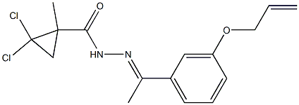 2,2-dichloro-1-methyl-N-[(E)-1-(3-prop-2-enoxyphenyl)ethylideneamino]cyclopropane-1-carboxamide Struktur