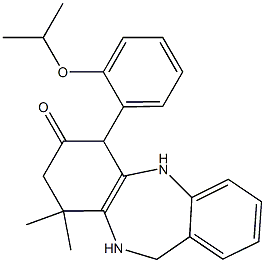 9,9-dimethyl-6-(2-propan-2-yloxyphenyl)-6,8,10,11-tetrahydro-5H-benzo[b][1,4]benzodiazepin-7-one Structure