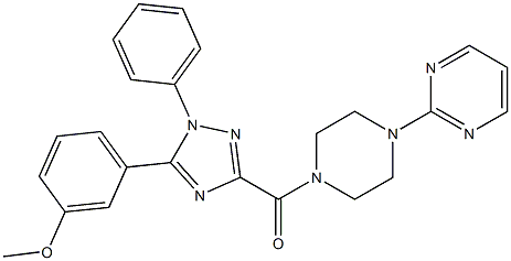 [5-(3-methoxyphenyl)-1-phenyl-1,2,4-triazol-3-yl]-(4-pyrimidin-2-ylpiperazin-1-yl)methanone Struktur