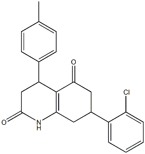 7-(2-chlorophenyl)-4-(4-methylphenyl)-1,3,4,6,7,8-hexahydroquinoline-2,5-dione,,结构式